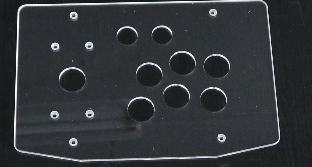 RAC-K500T transparente transparente painel acrílico caso liso 24/30mm diy botão buraco arcade joystick kits: 24 and 30MM 8 hole