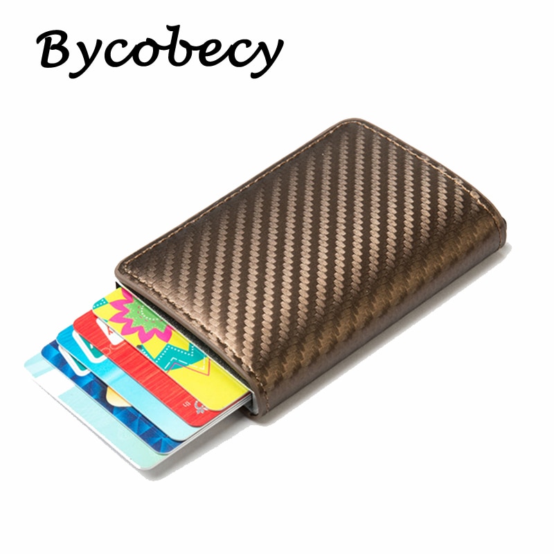 Men's Credit Card Holder Carbon Fiber RFID Blocking Leather Bank Card Wallet women's wallet thinr Case Protection Purse