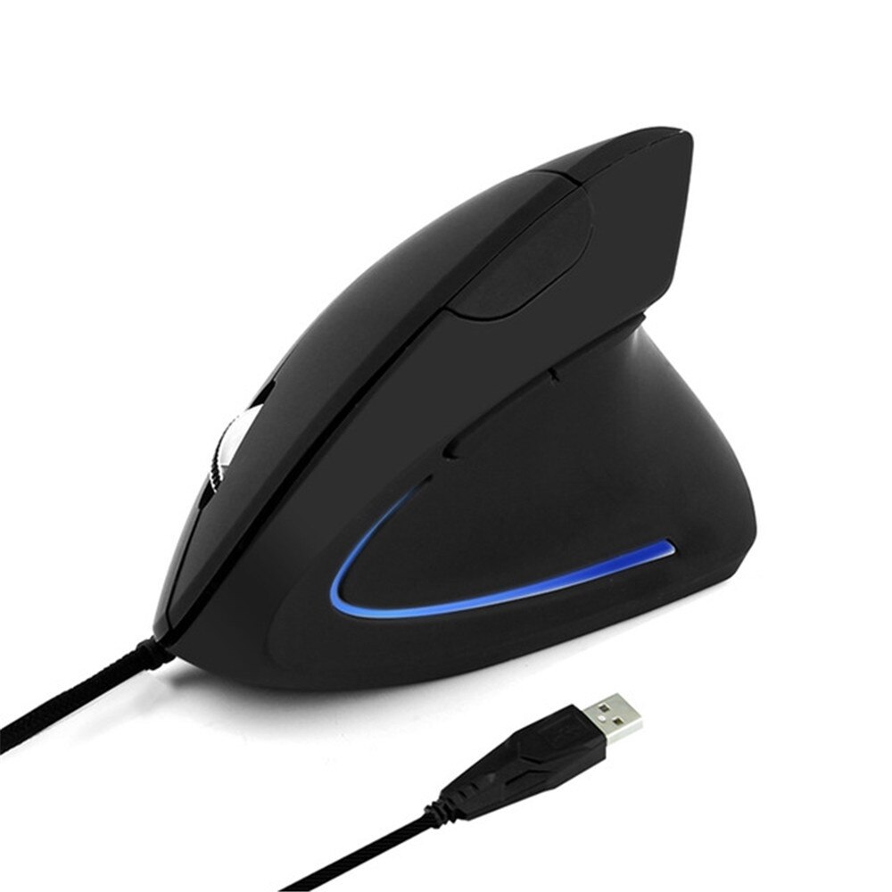 Vertical Mouse 800/1200/2000 3200 DPI Computer Wired Mause Wrist Rest Protection USB Optical Ergonomic Colorful LED Mice For PC: Black mouse only