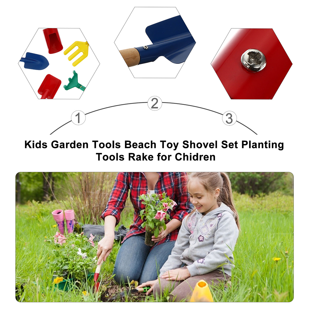 6Pcs Kids Garden Tool Shovel Rake Trowel Kids Outdoor Birthday Festival