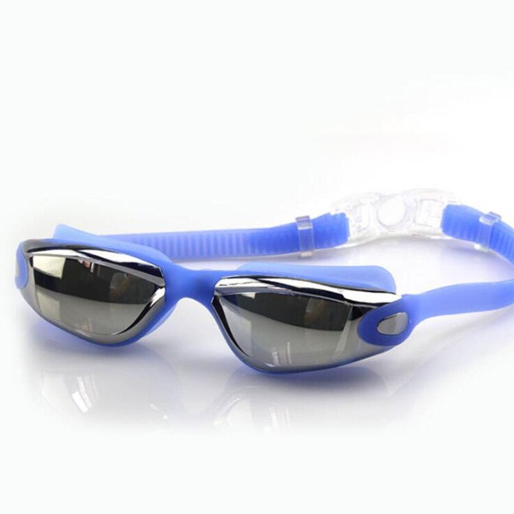 Professionele Zwembril Anti-Fog 100% Uv Verstelbare Bril Zwemmen Goggle Volwassen Badmuts Oordopjes Neus Clip Set Voor mannen: Blue glasses