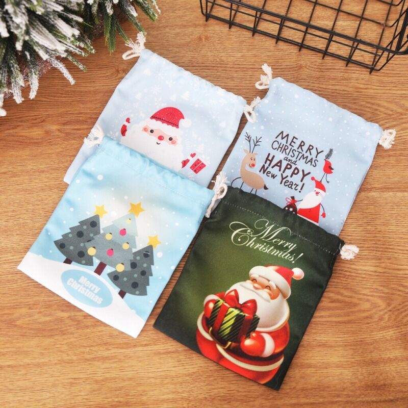 Christmas Candy Tassen Canvas Santa Trekkoord Zak Feestartikelen Xmas Decor