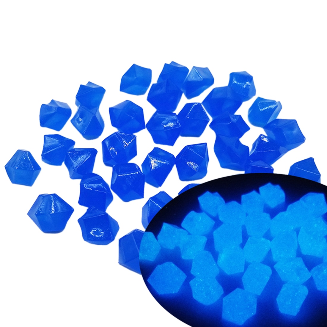 300Pcs 14mm Luminous Night Stones Glow in The Dark Pebbles Glow Gravels Garden Landscaping Decoration Artificial Cobblestone: Royalblue