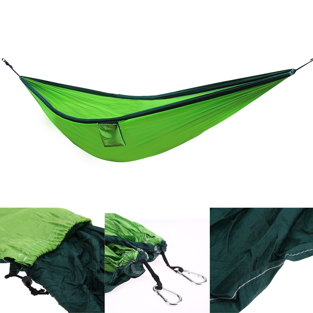 Nylon-doppelhängematte für camping, survival, schlafgelegenheit für erwachsene, reise-hängematte für drinnen und draußen