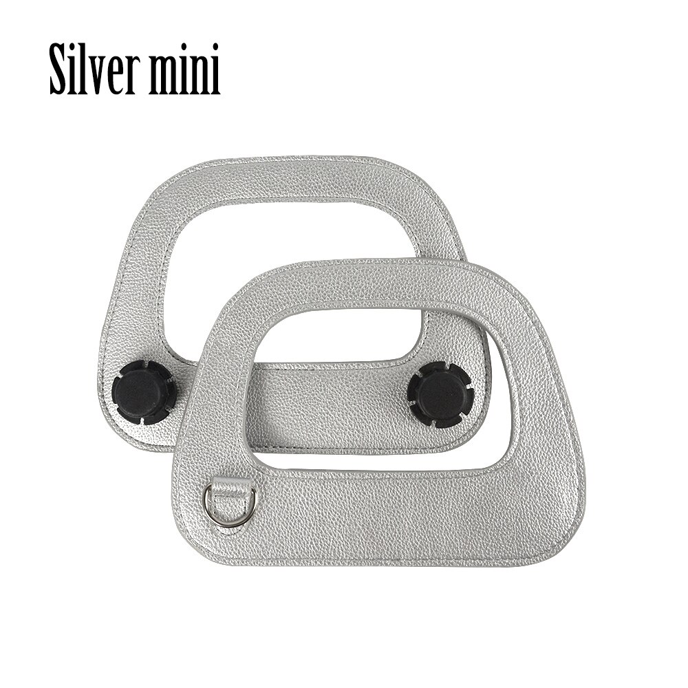 Novo obag oblongo falso couro lidar com prata metal d fivela soberba borda processo de pintura para o saco mini e o chique: silver mini