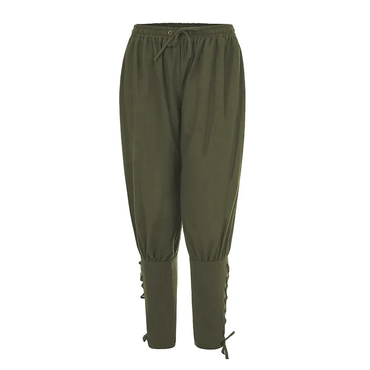Chemises médiévales à volants gothique Steampunk victorien Pirate Cosplay Costume hommes hauts pantalons à lacets chemise Larp Vintage: XXXL / green