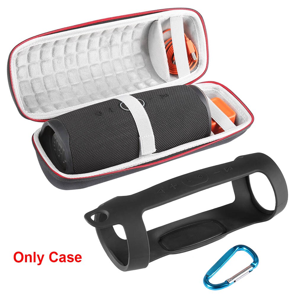 2 in 1 eva högtalare hård dragkedja förvaringsbox väska + mjukt silikonfodral för jbl charge 4 bluetooth högtalare för jbl charge 4 fodral: Grå eller silikagel