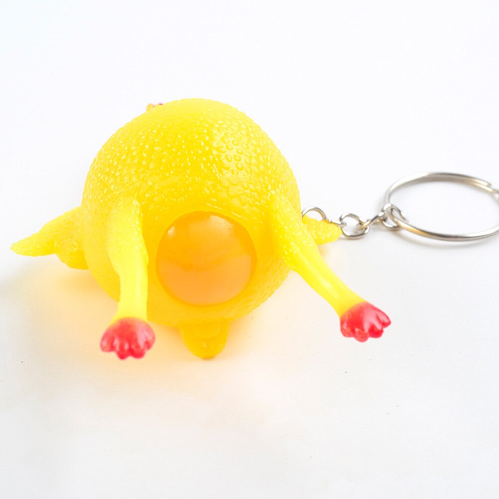 Creatieve Grappig Speelgoed Gebakken Kip Sleutelhanger Ring Squeeze Spoof Leggen Eieren Hens Decompressie Guys Sleutelhanger #20