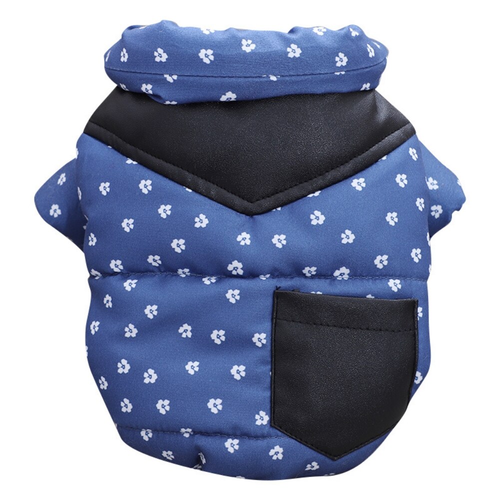 Abrigo de plumón de Yorkshire Terrier para perros pequeños, abrigo de algodón con bolsillo de cuero cálido para invierno, chaqueta impermeable para Bulldog Francés, novedad: L / M
