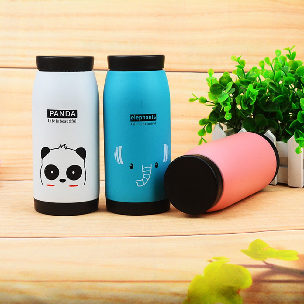 Mini Thermoskan 350 ML Water Fles Kids Leuke Dier Thermos Rvs Water Fles Reizen Cup D401