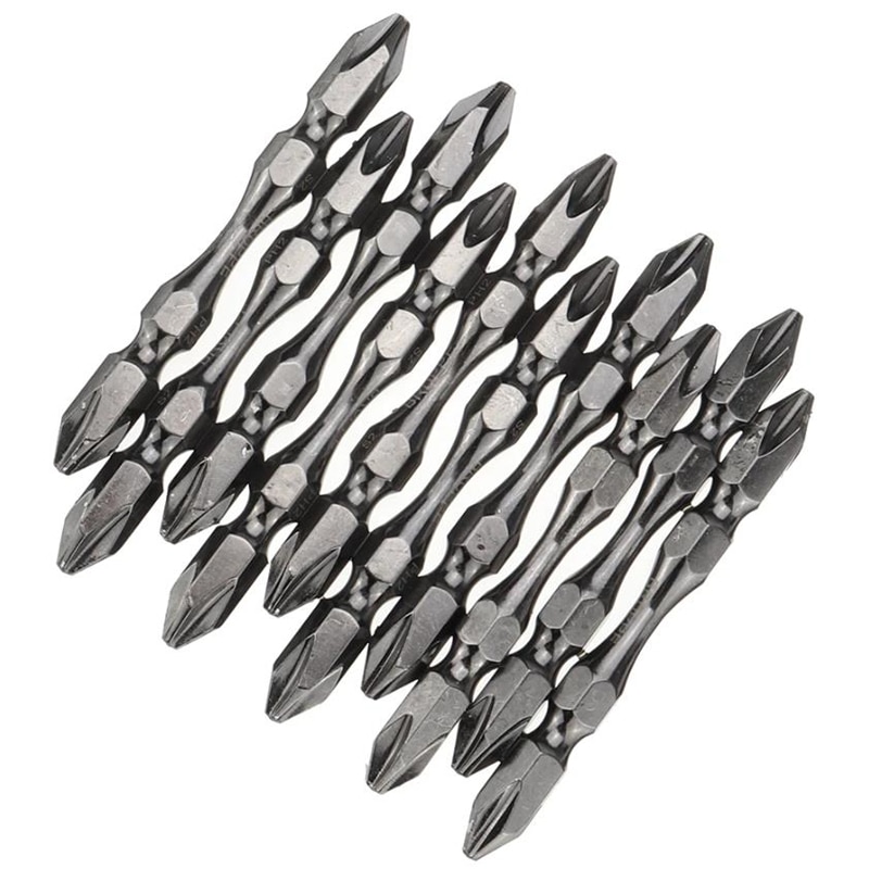 10 + 1 65Mm PH2 S2 Gelegeerd Staal Magnetische Dubbele Hoofd 1/4 "Shank Elektrische Schroevendraaier Bit Set Met sterke Magnetische Ring