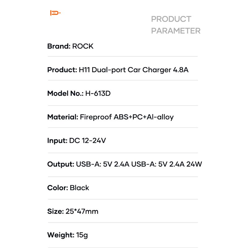 ROCK-cargador USB Dual para coche, adaptador compacto de carga rápida de 24W, 4.8A, para iPhone 12, 11 Pro Max, Xiaomi Redmi