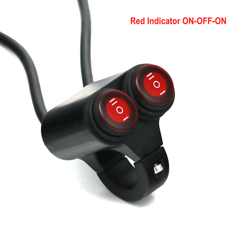 LMoDri-Interruptor de aleación de aluminio para motocicleta, 7/8 manillar de ", resistente al agua, 2 interruptores de Control, indicador de luz Universal, 12V: Red ONOFFON