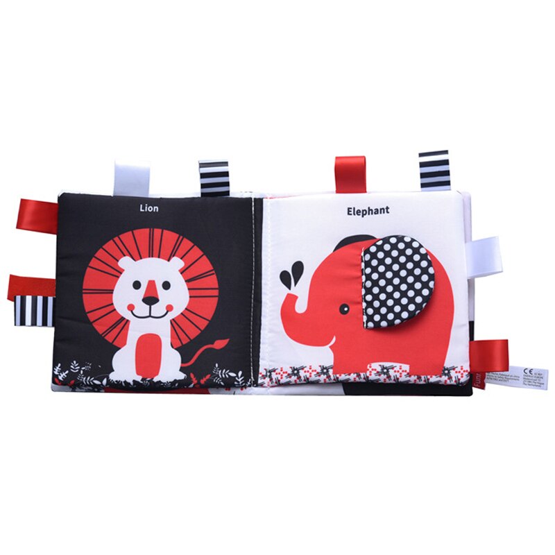 Baby visual excitement book quiet book black and white enlightenment educational toy animal cloth book baby books 0 12 months