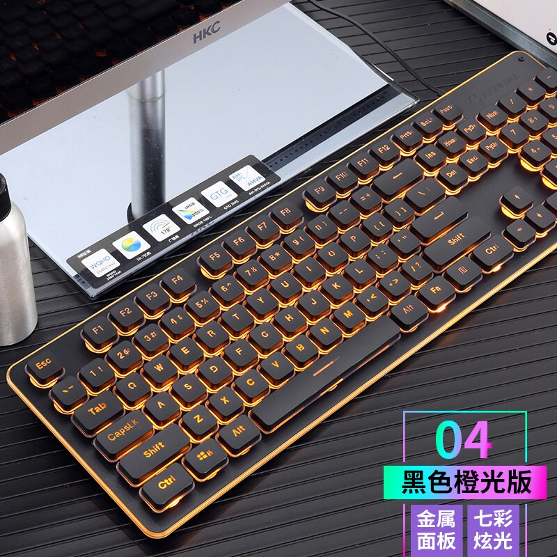 Gaming Keyboard 104 Keycaps RGB Backlit Waterproof Silent Keyboard Computer Gamer USB Wired For Desktop Laptop: Orange