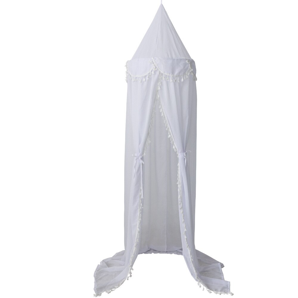 Stereoscopische Kwastje Chiffon Bal Kant Kinderen Tent Klamboe Gordijn Dome Tent Prinses Kamer Kinderen Bed Bloemblaadje Klamboe: White