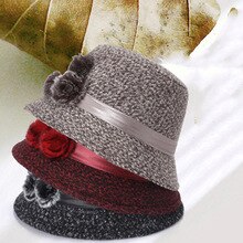 Women Woolen Top Hat Adult Winter Warm Comforable Flower Hat Women's Accessories
