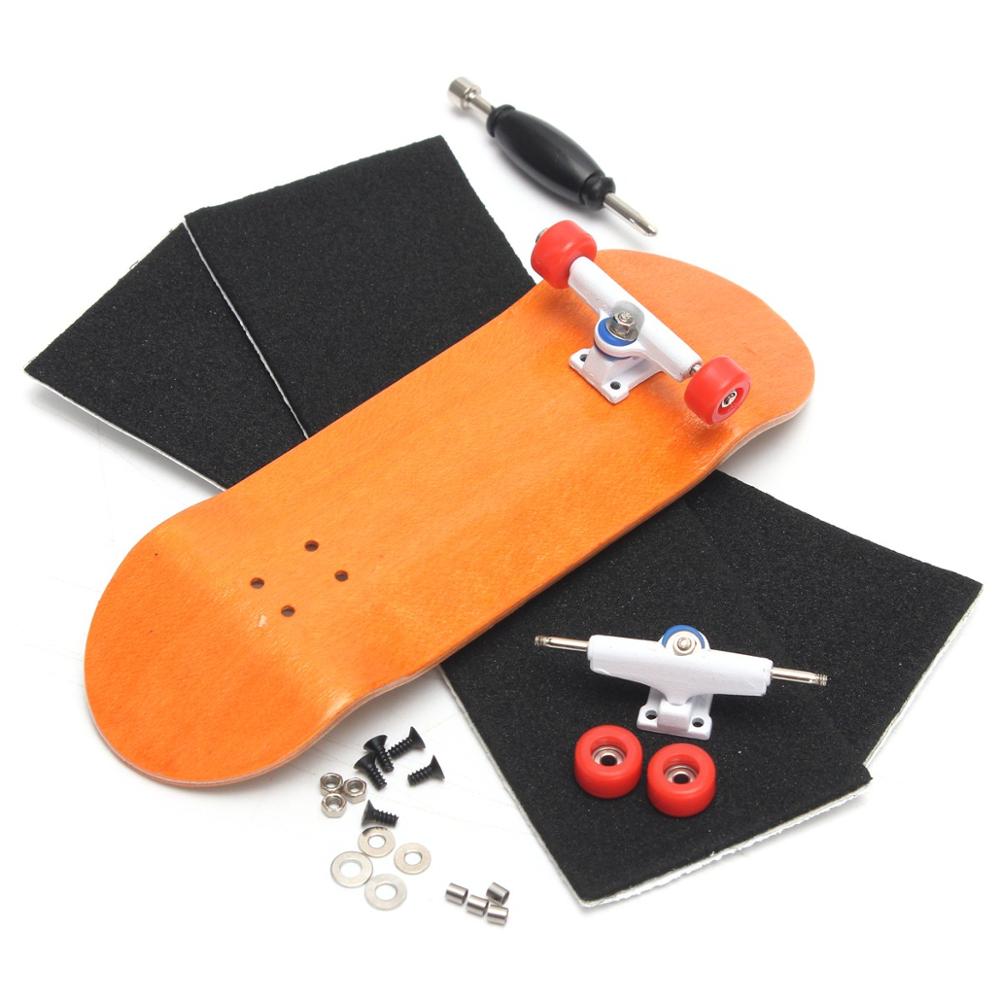 100 mmx 32mm mini-finger finger skateboards træ finger skateboard med lejer hjulskum skruetrækker: Orange