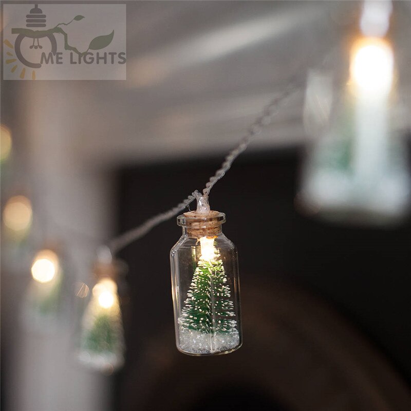 Kerstboom glazen pot fles lichtsnoer met 20 led-batterijen voor bruiloften, feestverlichting, kerstversiering