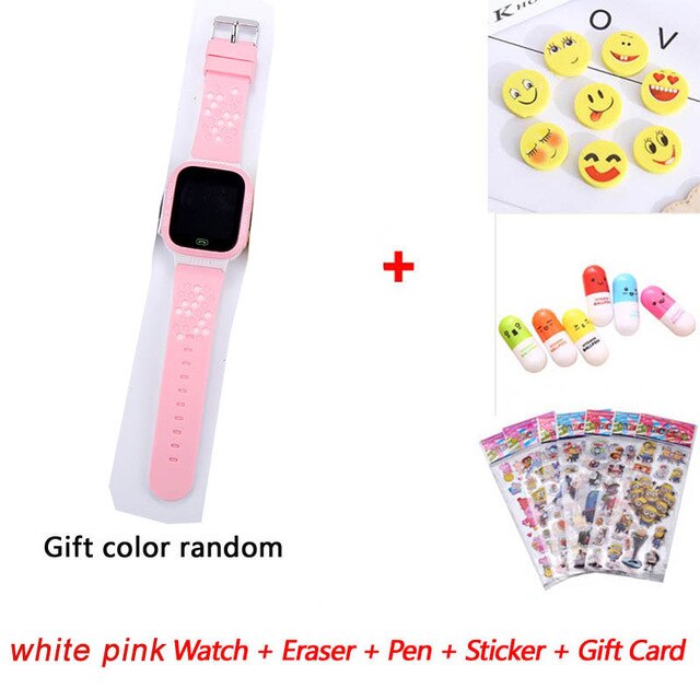 Q02 enfants montre intelligente caméra éclairage enfants regarder écran tactile SOS appel LBS suivi localisateur enfants bébé montre intelligente: white pink gift 2