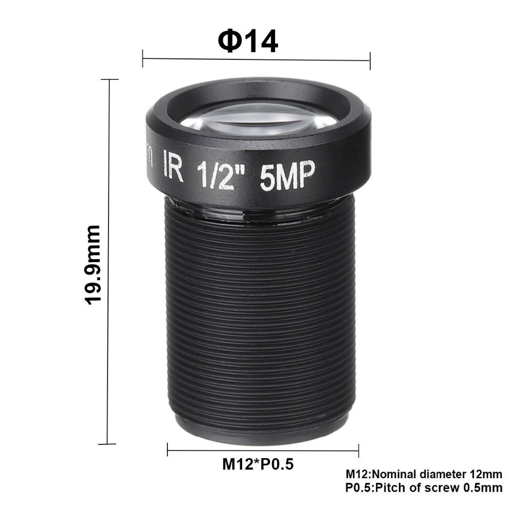 5MP 25mm Lens 1/2'' For HD CCTV Camera F2.4 M12 Fixed Iris Long Distance View