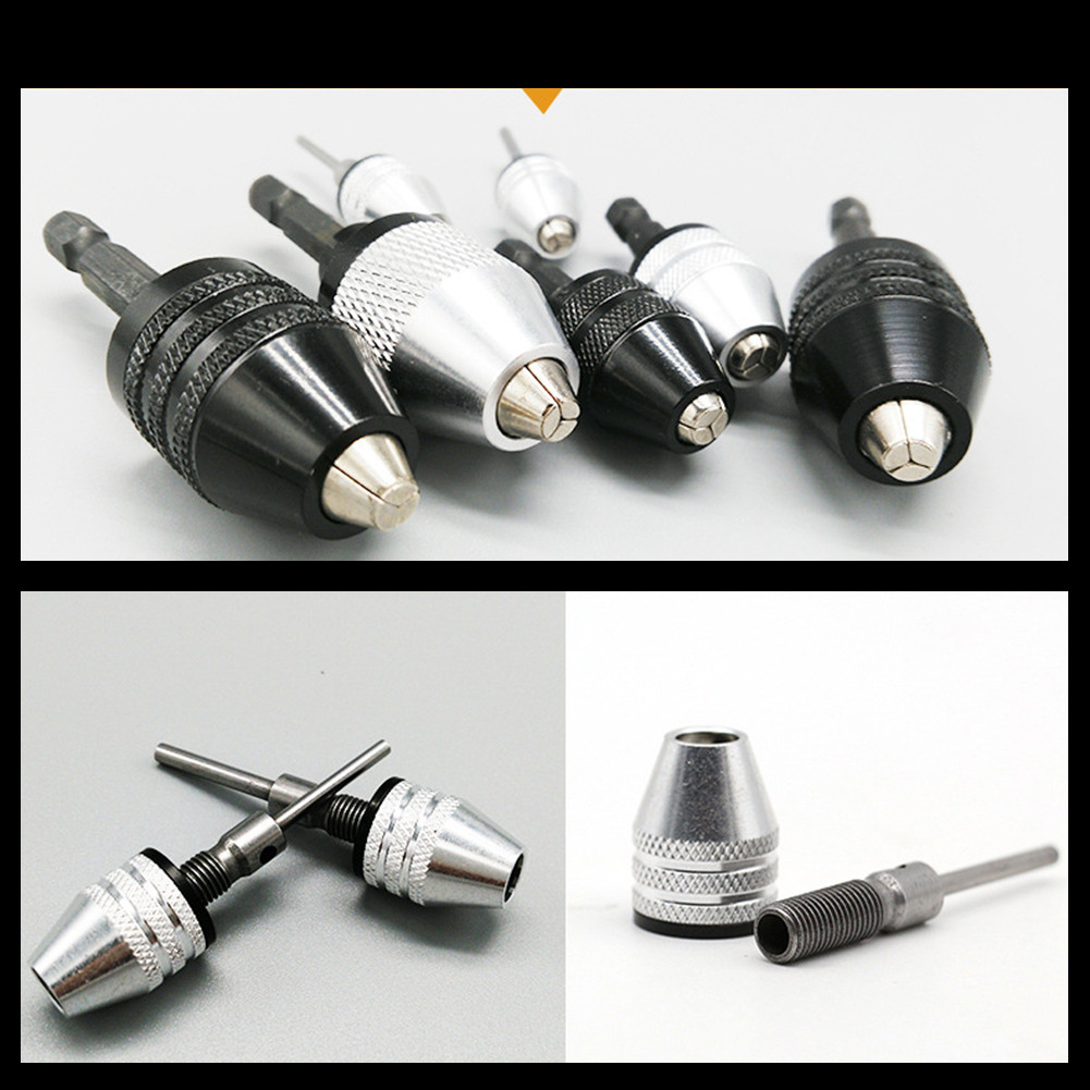 Mandrin de perceuse sans clé 0.3 – 6.5, Mini perceuse électrique auto-serrant, adaptateur de mandrin, fixation à pince, tige hexagonale de 1/4 pouces, convertisseur à changement rapide