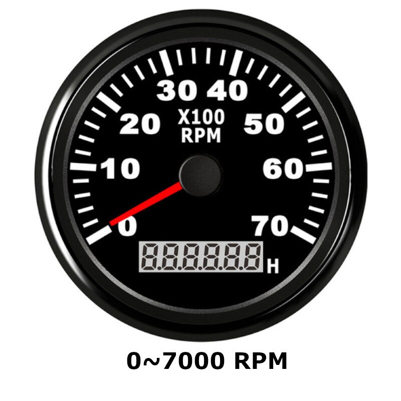 85mm Stainless Steel Boat Tachometer 0~7000 RPM REV Counter for Outboard Motor Boat Auto Tach Electric Motor Tachometer 9~32V: BN 7000 rpm