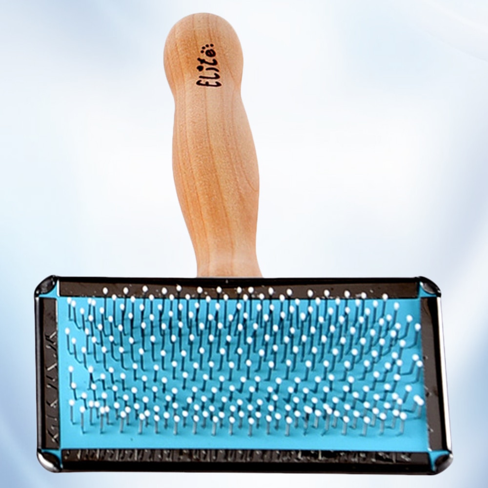 1Pc taille moyenne universel épilateur inoxydable aiguille cheveux nettoyant brosse pratique pour animal de compagnie chien chat (bleu, bois)