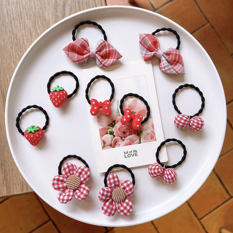 10 stücke Koreanische Süße Kawaii Baby Mädchen Elastische Haar Bands Stoff Blumen- Bogen Haar Seil für freundlicher Kleine Mädchen Haar zubehör: 10Stck Bogen