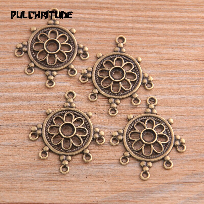 16 Pcs 24*29 Mm Product Twee Kleur Zinklegering Ronde Bloem Poreuze Connectors Sieraden Maken Diy Handgemaakte craft