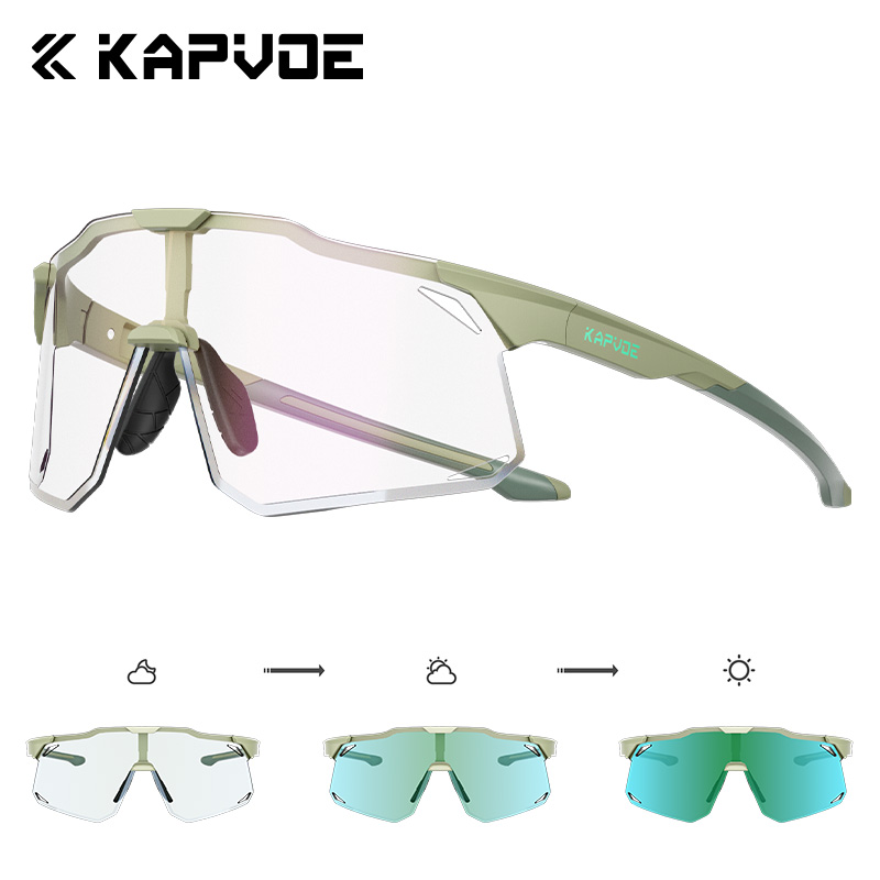 KAPVOE, gafas fotocromáticas para ciclismo para hombre, gafas para ciclismo UV400, gafas para bicicleta, gafas deportivas para exteriores MTB para mujer, gafas para bicicleta: Plata