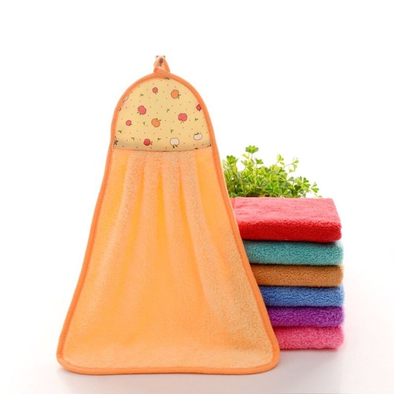1 pièces petite serviette en peluche pépinière suspendus cuisine salle de bain épais chiffon doux essuyer serviette coton anti-huile-adhésif vaisselle lavage à séchage rapide