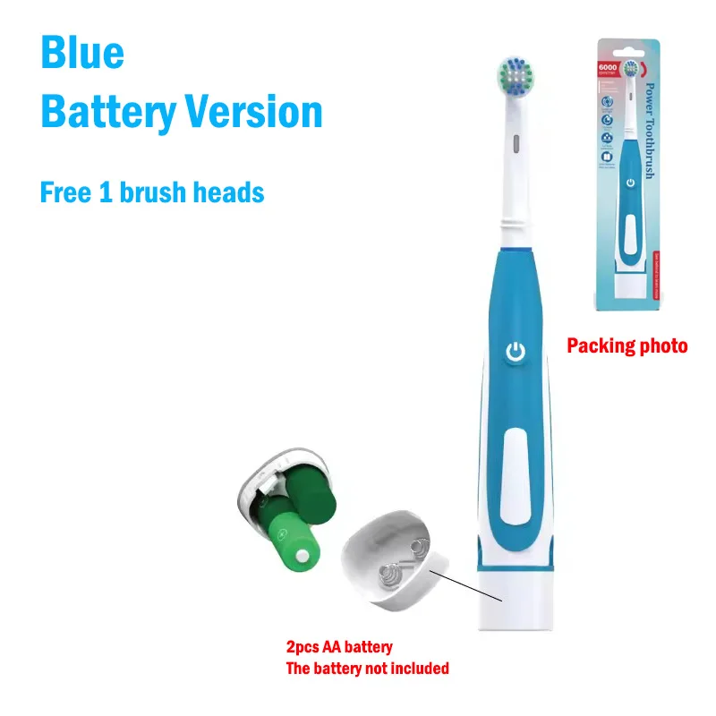 Cepillo de dientes eléctrico sónico redondeado, cepillo de dientes vibratorio 3D, rotación, cuidado de las encías, cabezales de cerdas suaves, batería, blanqueamiento dental