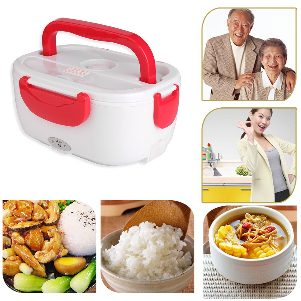 110V Electric Heated Lunch Box 2 in 1 Electric Heating Lunch Box for Home Car Portable Food Heater Rice Container