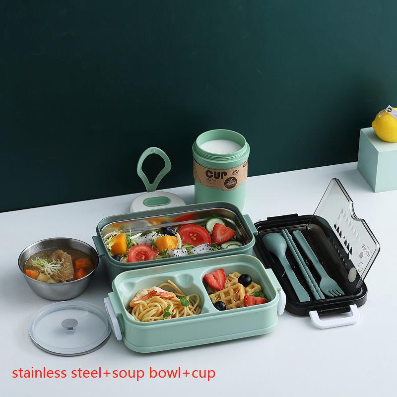 Lunch Box Bento Box Voor School Kids Kantoormedewerker 2 Lagen Microwae Verwarming Lunch Container Voedsel Opbergdoos: set4-green
