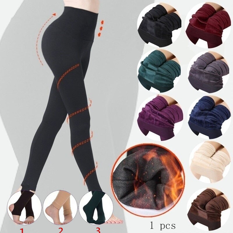 Women's Plus Velvet Ankle-Length Leggings Keep Warm Solid Pants Warm Winter High Waist Large Size Women Leggings Casual Legging