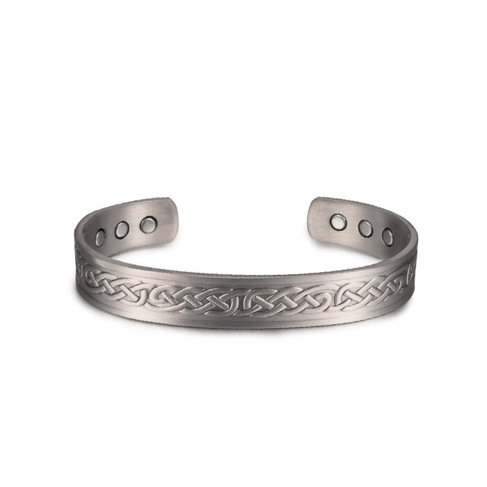 Vinterly viking armbånd mænd ren kobber justerbar manchet armbånd energi armbåndsbånd magnetiske armbånd armbånd til gigt: Sølv