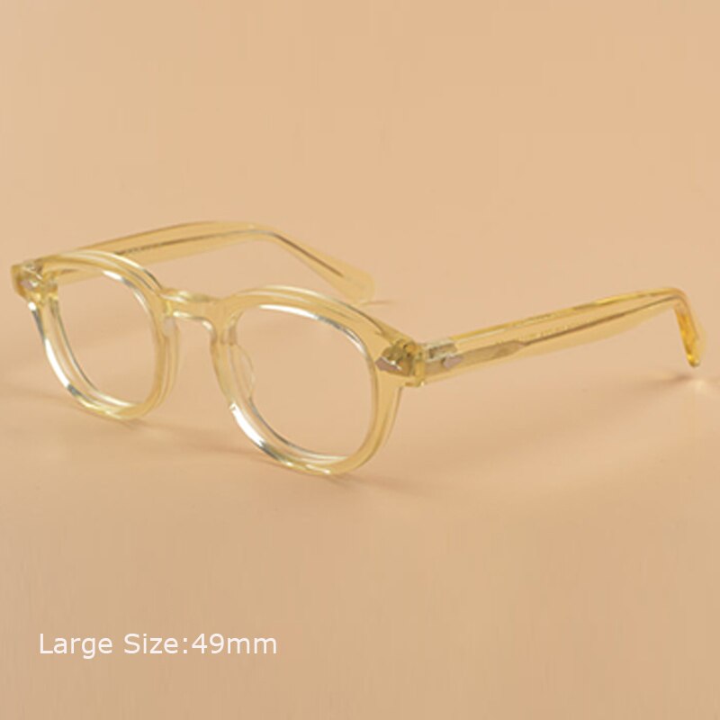 Johnny Depp Lemtosh Eyeglasses Frame Men Women With Box&amp;Case Computer Optical Retro Glasses Spectacle Frame For Male: yellow-49mm box