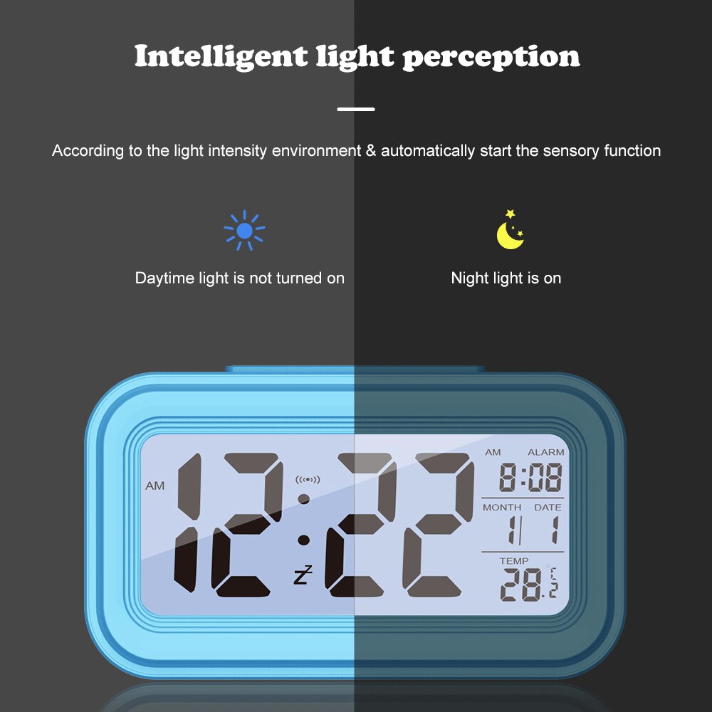 Digitale Smart Wekker Lcd-scherm Night Gloeiende Kubus Display Temperatuur & Kalender Snooze Functie Wekker