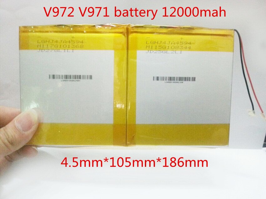 3.7 V lithium polymeer batterijen V972 V971 batterij 12000 mah 9 inch tablet PC batterij 45105186