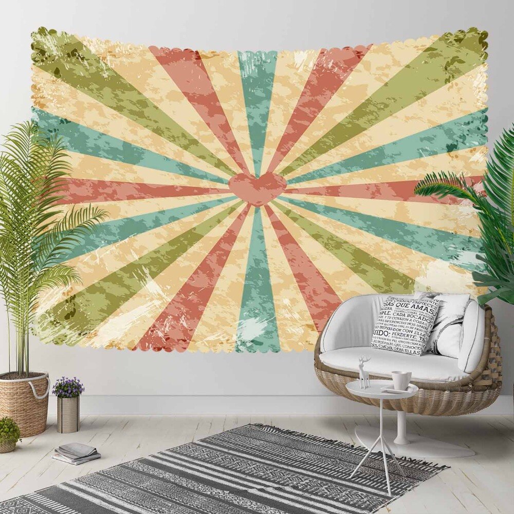 Else Green Red Blue Aging Stripes Lines Red Hearts 3D Print Decorative Hippi Bohemian Wall Hanging Landscape Tapestry Wall Art