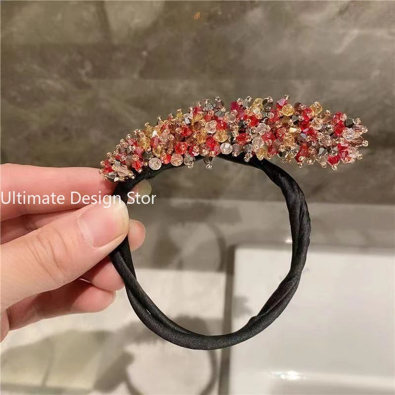 Diademas elegantes para hacer moños mágicos de cristal, horquillas con forma de Donut, bandas para el cabello a la para chicas y mujeres, diadema de peinado Diy, accesorios de herramientas: Caqui oscuro