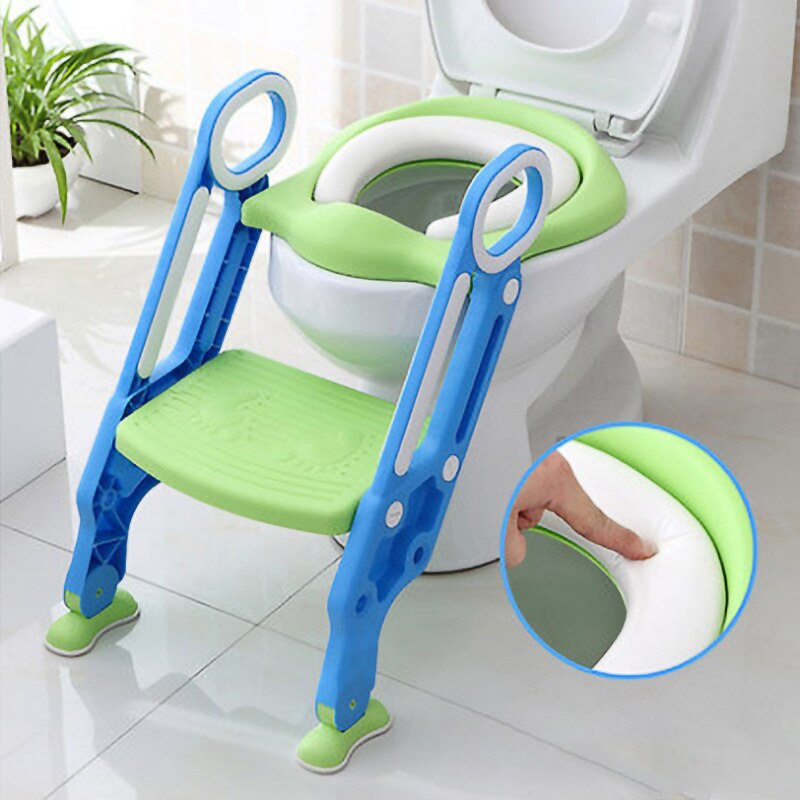 IMBABY Baby Boy Potty for Kids Training Seat Baby Girl Pot Adjustable Ladder Children Toilet Safety Folding Bebe Seat Pots Frog: Green with soft pad
