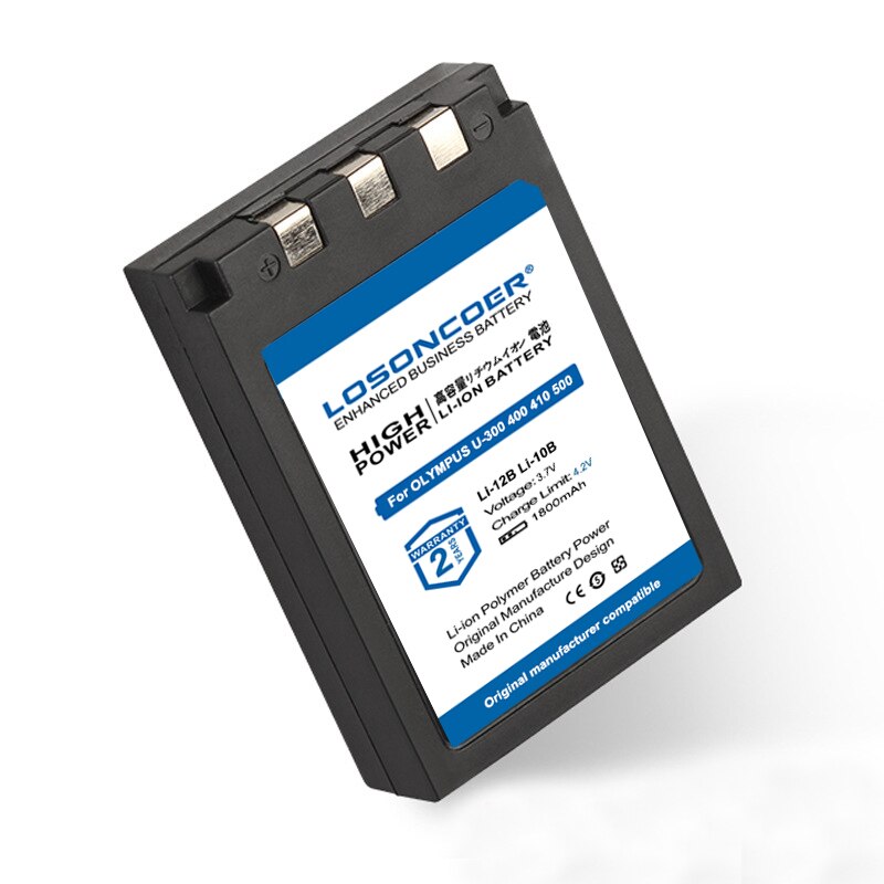 100% Original LOSONCOER 1800mAh Li-10B Li-12B para OLYMPUS U300 U400 U410 C760 C765 C70 C7000 C770 U500 U600 U800 U810 batería