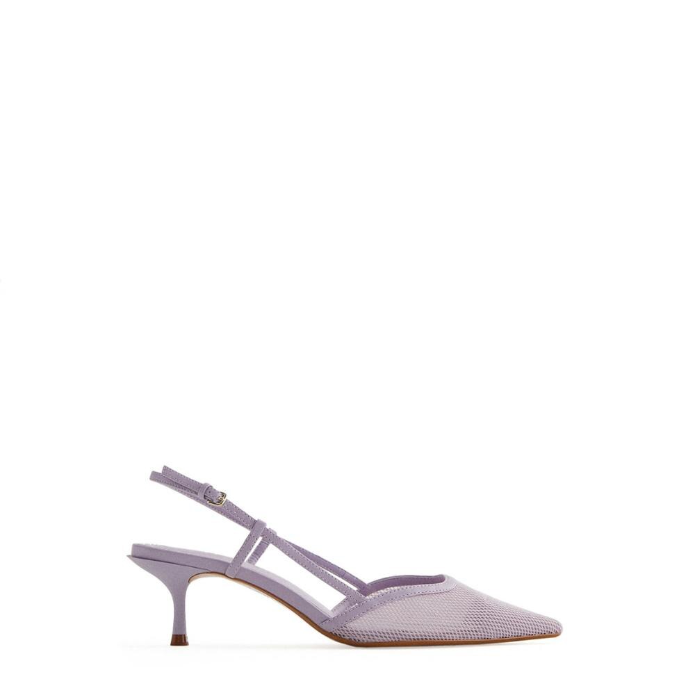 Lmcavi sun sapato feminino de malha violeta, calçado feminino stiletto com salto alto de gato: 36