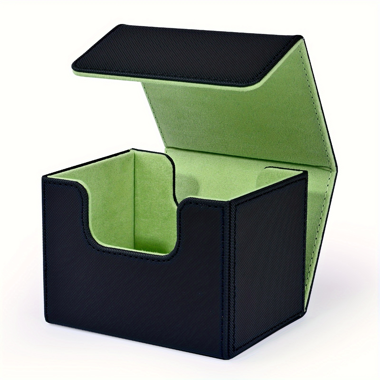 Card Deck Box , Card Storage Box Fits 100 single Sleeved Cards, PU Leather Strong Magnet Card Deck Case for TCG Cards: army green