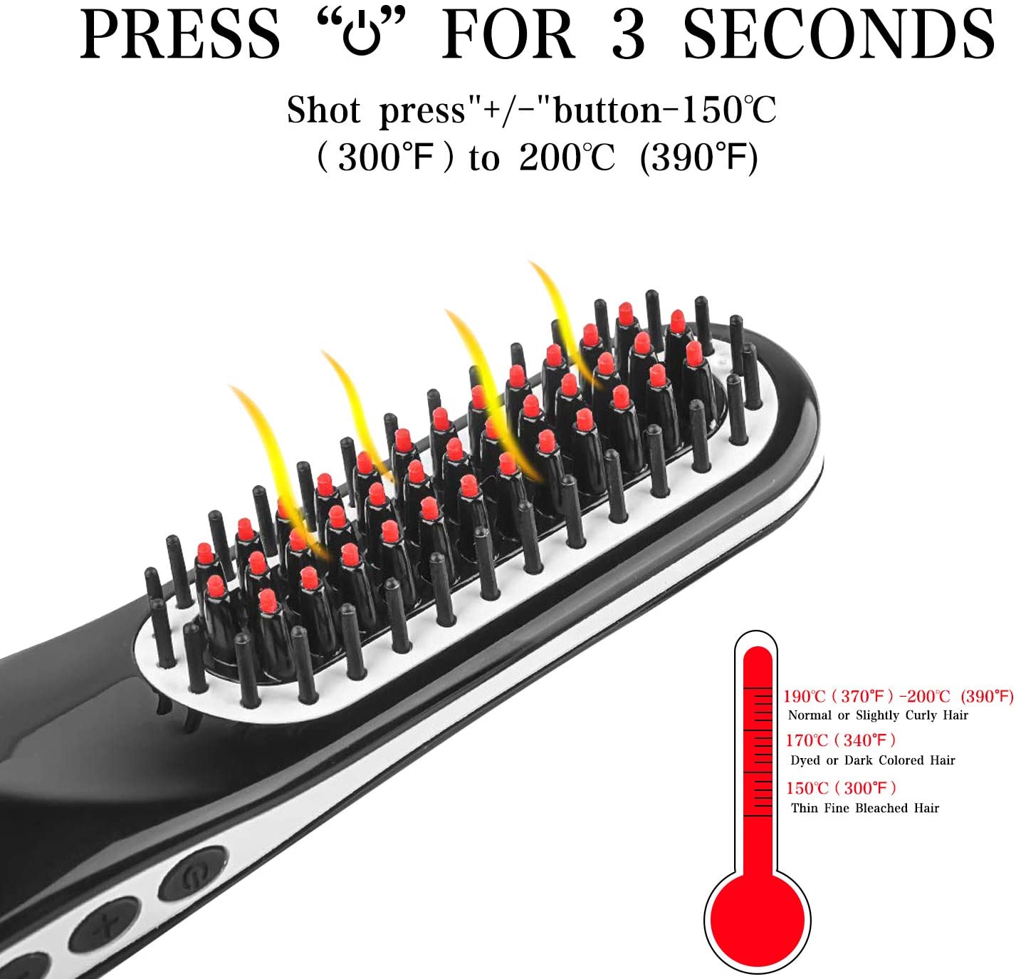 Hair Straightener Brush Rechargeable Battery LCD Electric Men Mini Beard Straightening Comb Styling Tools