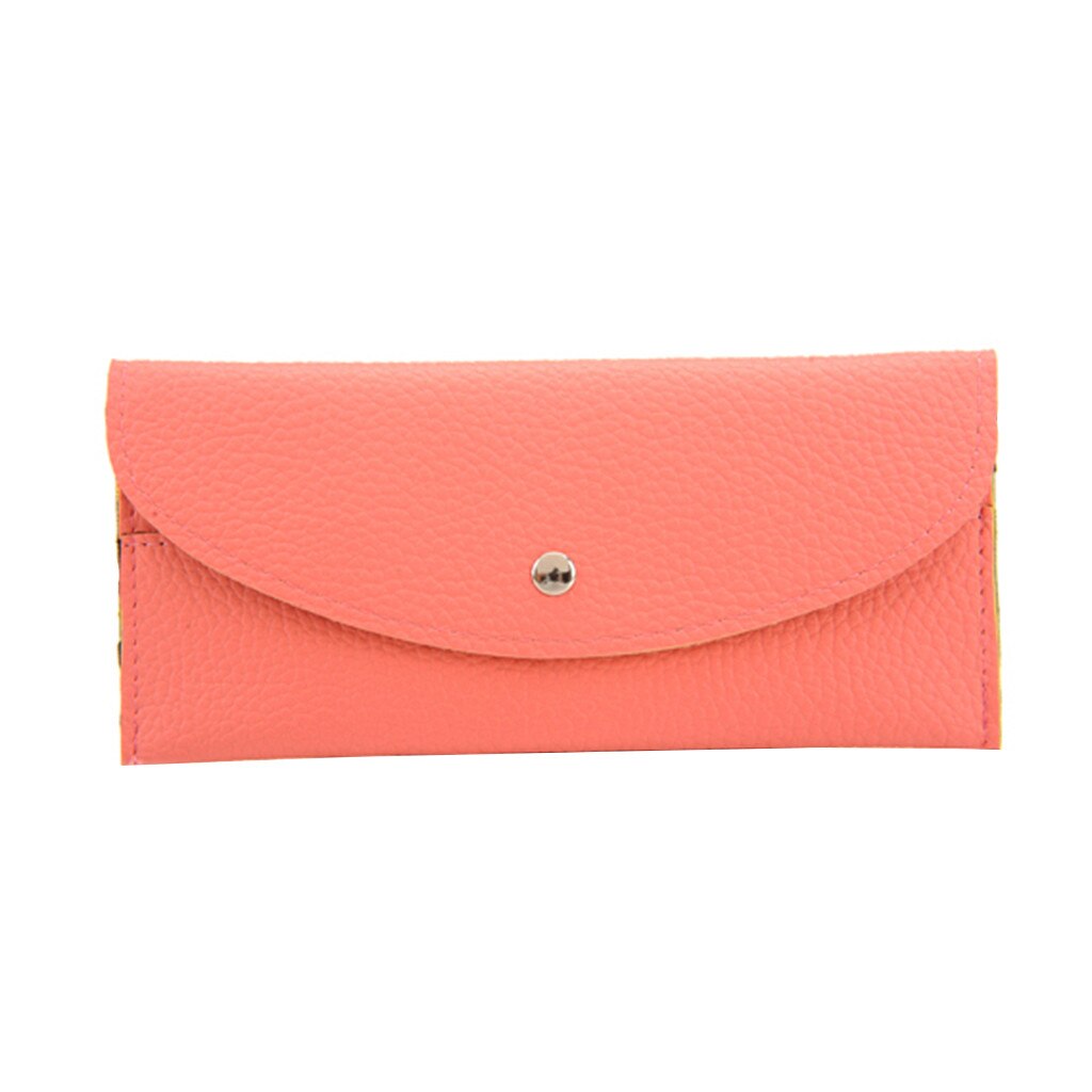 Women Pure Color Leather Short Wallets Coin Purse Card Holders Handbag 7.7: L