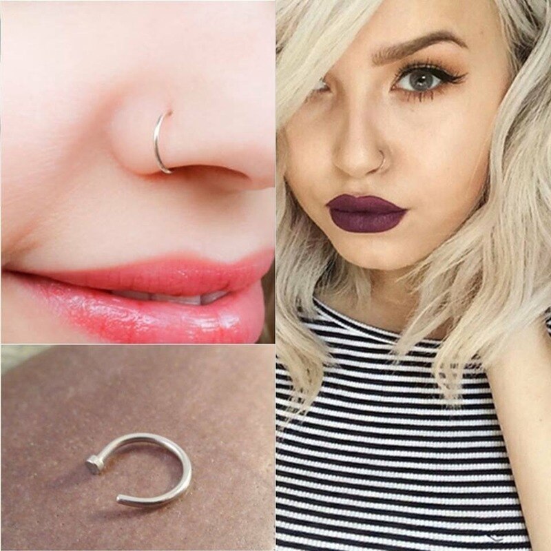 1Pc Neus Ring Clips 6/8/10Mm Septum Ring Hoop Kraakbeen Tragus Helix Kleine Piercing Neus ring Voor Vrouwen Lichaam Sieraden Accessoires