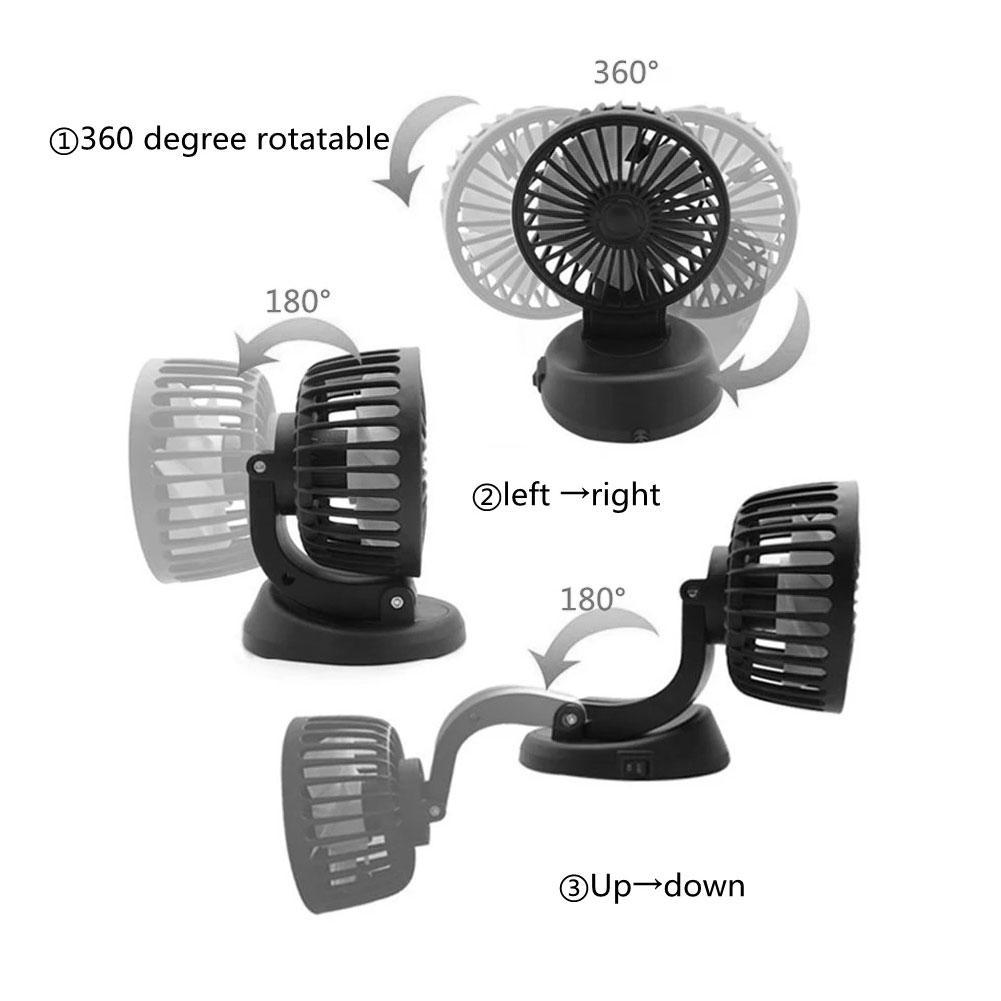 Two Speed Control Cooler Car Electric Fan 12V 24V Auto Air Cooling 360 Degree Adjustable Car Air Conditioner Wind-enhanced Fans